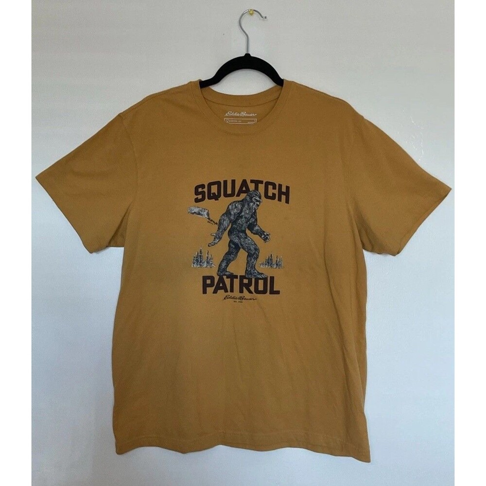 Eddie Bauer Squatch Patrol T-Shirt Mens Large Gray Outdoor Hiking Camping Travel